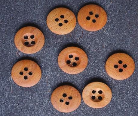 Brown and orange four hole buttons