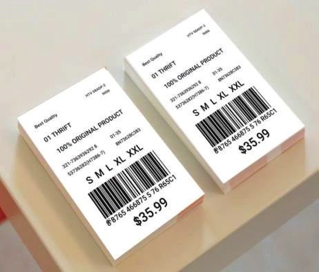 Folded price tags with barcode