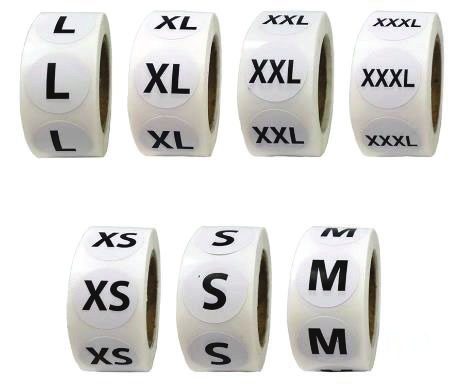 Size sticker rolls L XL XXL